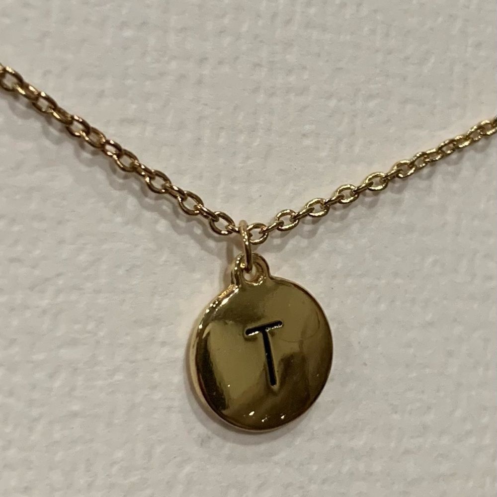 New T Initial Engraved Lumiela Necklace